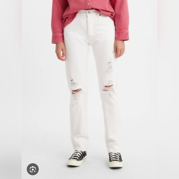 ❤️ LEVI'S 501 ORIGINAL FIT HIGH RISE SLIM DISTRESSED JEANS, 0 (25) - Picture 1 of 14